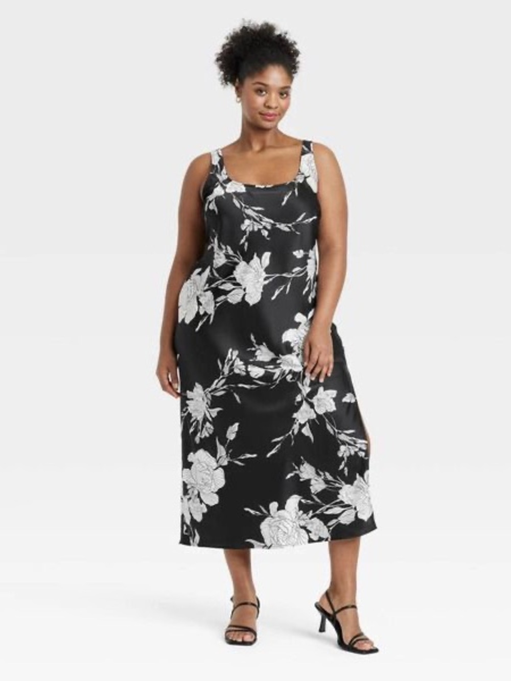 A New Day Women's Maxi Slip Dress, XXL - Black Floral